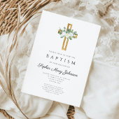 Elegante Religieuze Witte Bloemen Meisje Doop Kaart