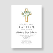 Elegante Religieuze Witte Bloemen Meisje Doop Kaart