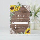 Elegante religieuze zonnebloem bruiloft RSVP kaartje (Staand voorkant)