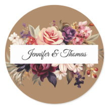 Elegante Renaissance Bloemen Bruiloft Sticker