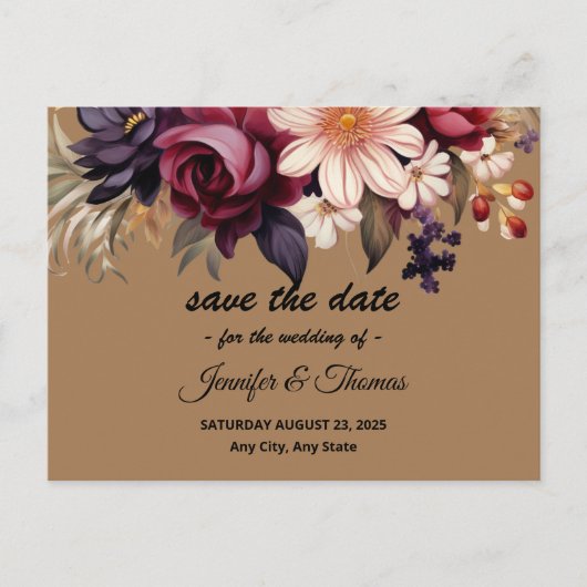 Elegante Renaissance Bloemen Save The Date Briefka Feestdagenkaart (Voorkant)