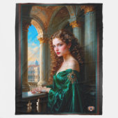 Elegante Renaissance Vrouw in Groene Jurk Fleece Deken (Voorkant)