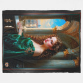 Elegante Renaissance Vrouw in Groene Jurk Fleece Deken (Voorkant (Horizontaal))