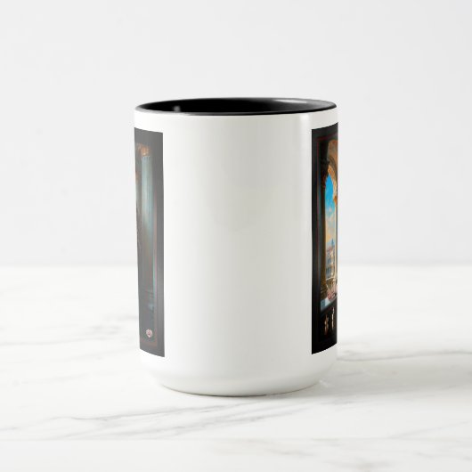 Elegante Renaissance Vrouw in Groene Jurk Mok (Midden)