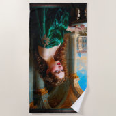 Elegante Renaissance Vrouw in Groene Jurk Strandlaken (Voorkant)