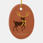 Elegante Rendier Gepersonaliseerde Familie Kerstmi Keramisch Ornament (Voorkant)