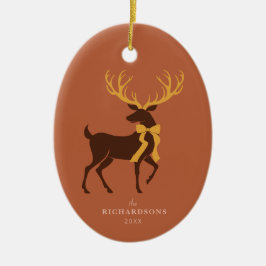 Elegante Rendier Gepersonaliseerde Familie Kerstmi Keramisch Ornament