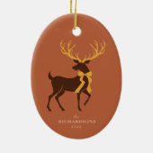 Elegante Rendier Gepersonaliseerde Familie Kerstmi Keramisch Ornament (Achterkant)