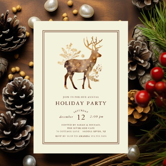 Elegante Rendier Holiday Party Uitnodiging