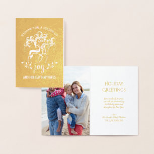 Elegante Rendier Kerstvakantie Joy Gold Folie Kaarten