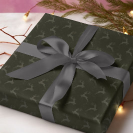 Elegante rendieren dennen groene monotone kerst cadeaupapier