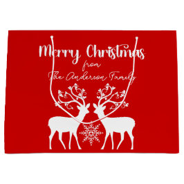 Elegante rendieren Vrolijk Kerstrood Groot Cadeauzakje