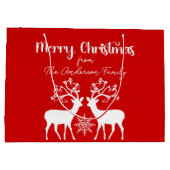 Elegante rendieren Vrolijk Kerstrood Groot Cadeauzakje (Achterkant)