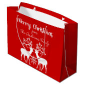 Elegante rendieren Vrolijk Kerstrood Groot Cadeauzakje (Achterkant Gekanteld)