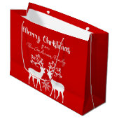 Elegante rendieren Vrolijk Kerstrood Groot Cadeauzakje (Voorkant Gekanteld)