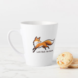 Elegante Rennende Vos "Kijk Terug. Zie Groei." Latte Mok