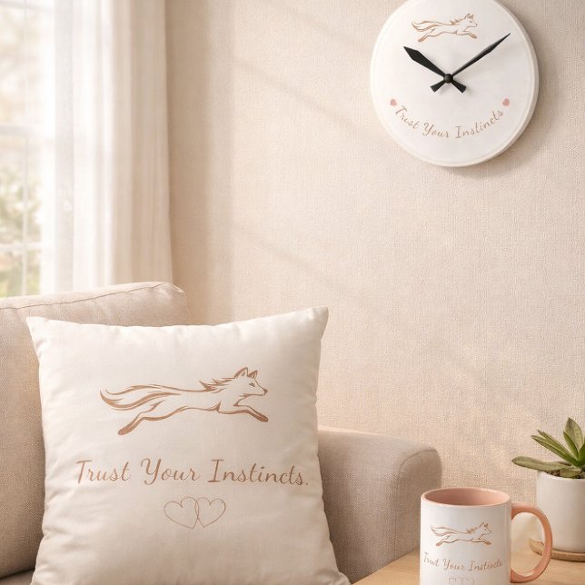 Elegante Rennende Vos "Vertrouw op je instincten"  Kussen (Foxi Home Collection - Trust Your Instincts Minimalist Set)