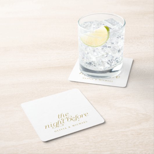 Elegante repetitie bruiloft goud de avond ervoor kartonnen onderzetters (Insitu)