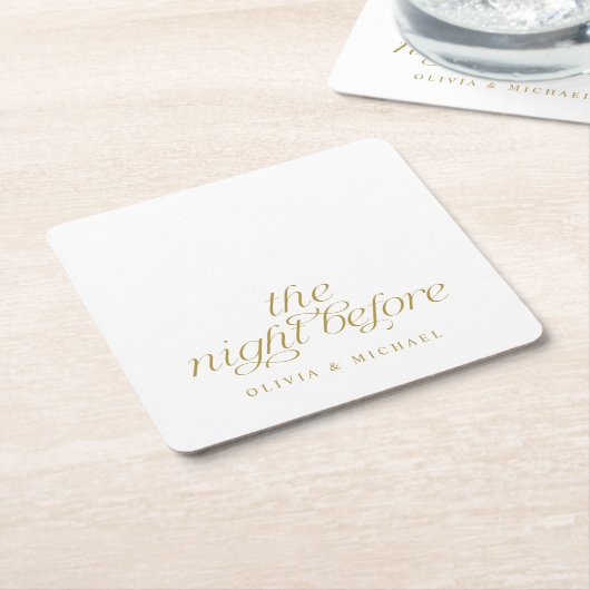 Elegante repetitie bruiloft goud de avond ervoor kartonnen onderzetters (Schuin)