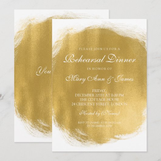 Elegante repetitie diner gouden verf look kaart (Voorkant / Achterkant)