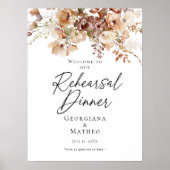 Elegante repetitie Diner neutraal floraal welkom Poster (Voorkant)