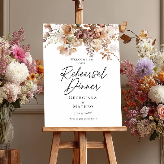 Elegante repetitie Diner neutraal floraal welkom Poster