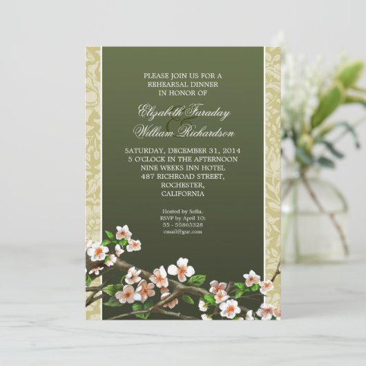 Elegante repetitie diner uitnodiging (Staand voorkant)