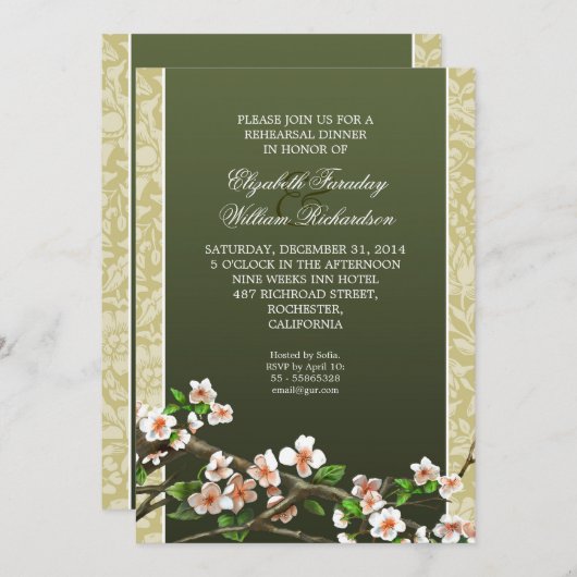 Elegante repetitie diner uitnodiging (Voorkant / Achterkant)