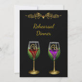 Elegante repetitie diner uitnodiging met wijn (Voorkant)