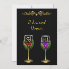 Elegante repetitie diner uitnodiging met wijn