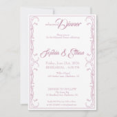 Elegante repetitie Dinner Invitation – Pink Rose F Kaart (Voorkant)