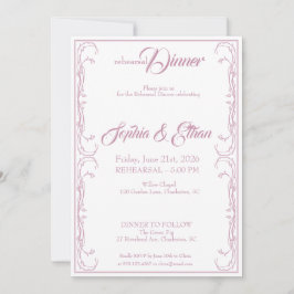 Elegante repetitie Dinner Invitation – Pink Rose F Kaart