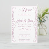 Elegante repetitie Dinner Invitation – Pink Rose F Kaart (Staand voorkant)