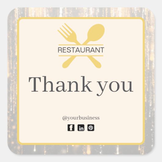 Elegante Restaurant Bedankt Sticker (Voorkant)
