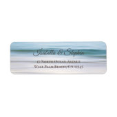 Elegante retouradres Blauwe Oceaan Strand Etiket (Voorkant)