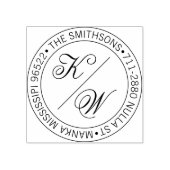 Elegante retouradres cirkelvormige trouw initials rubberstempel (Afrduk)