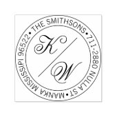 Elegante retouradres cirkelvormige trouw initials zelfinktende stempel (Design)