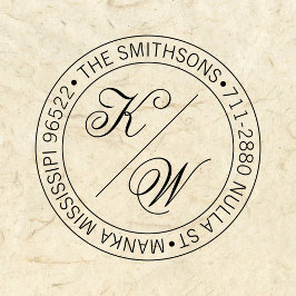 Elegante retouradres cirkelvormige trouw initials  zelfinktende stempel