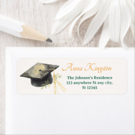 Elegante retouradreslabels voor afstuderen etiket