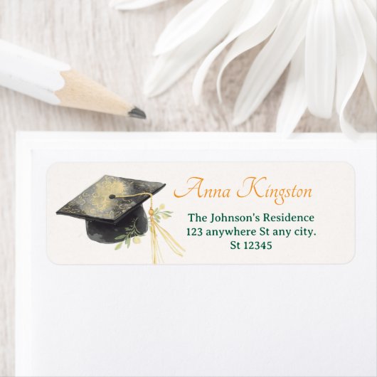 Elegante retouradreslabels voor afstuderen etiket (Insitu)
