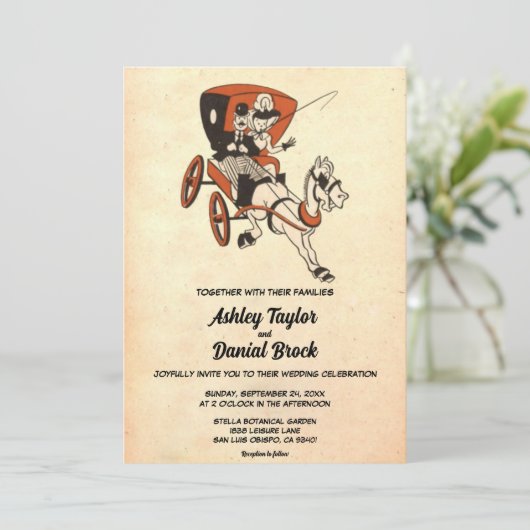 Elegante  Retro 50s paar Classic bruiloft Kaart (Staand voorkant)