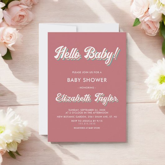 Elegante Retro 70s Groovy Modern Baby shower Kaart