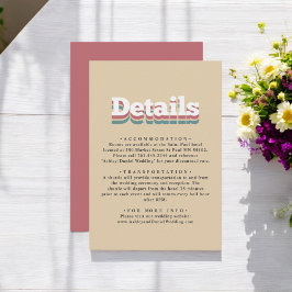 Elegante  Retro 70s Groovy Modern Wedding Informatiekaartje