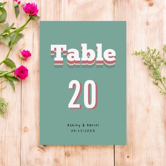 Elegante Retro 70s Groovy Modern Wedding Kaart