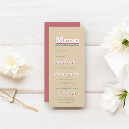 Elegante  Retro 70s Groovy Modern Wedding Menu