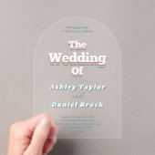 Elegante Retro 70s Groovy Stijlvolle moderne bruil Acryl Uitnodigingen (Insitu (Draagbaar))