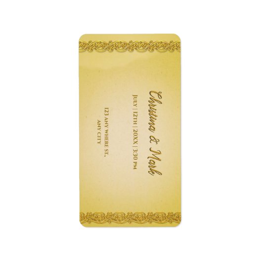 Elegante Retro Abstracte Bloemen en Bladeren Etiket (Voorkant)