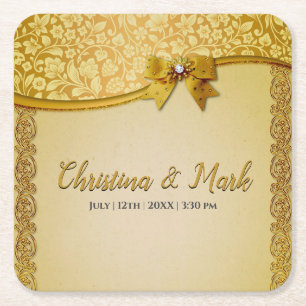  Elegante Retro Abstracte Bloemen en Bladeren Kartonnen Onderzetters