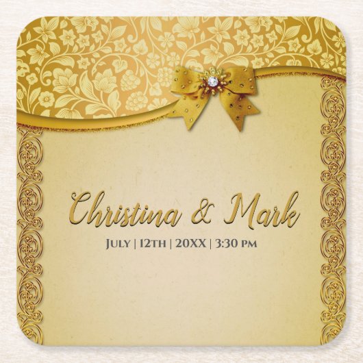  Elegante Retro Abstracte Bloemen en Bladeren Kartonnen Onderzetters (Voorkant)