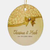 Elegante Retro Abstracte Bloemen en Bladeren Keramisch Ornament (Links)